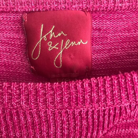 John + Jenn Space Dyed w/mesh Crewneck Pink L - Picture 5 of 9